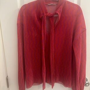 Zara long sleeve self tie front blouse